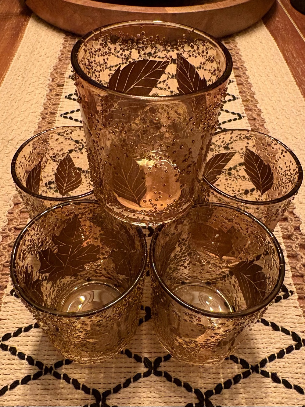 Two's Company Amber glass votive holder set